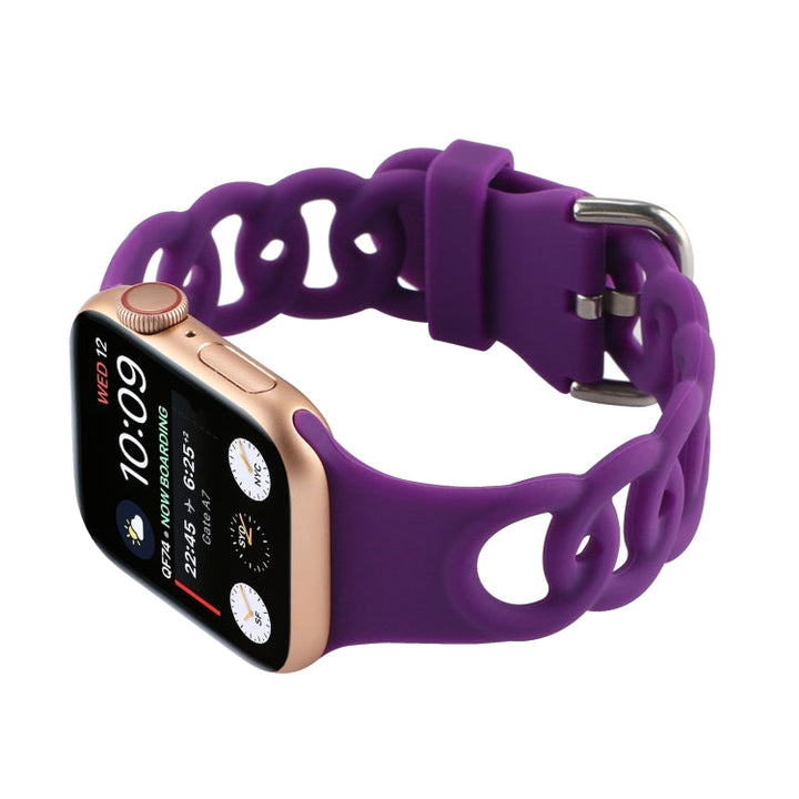 Lisslune | Hollow Silicone Watch Band for Apple Watch Ultra 49mm & Watch Ultra 2 49mm / Series 9 & 8 & 7 45mm / SE 3 & SE 2 & 6 & SE & 5 & 4 44mm / 3 & 2 & 1 42mm (Dark Purple)