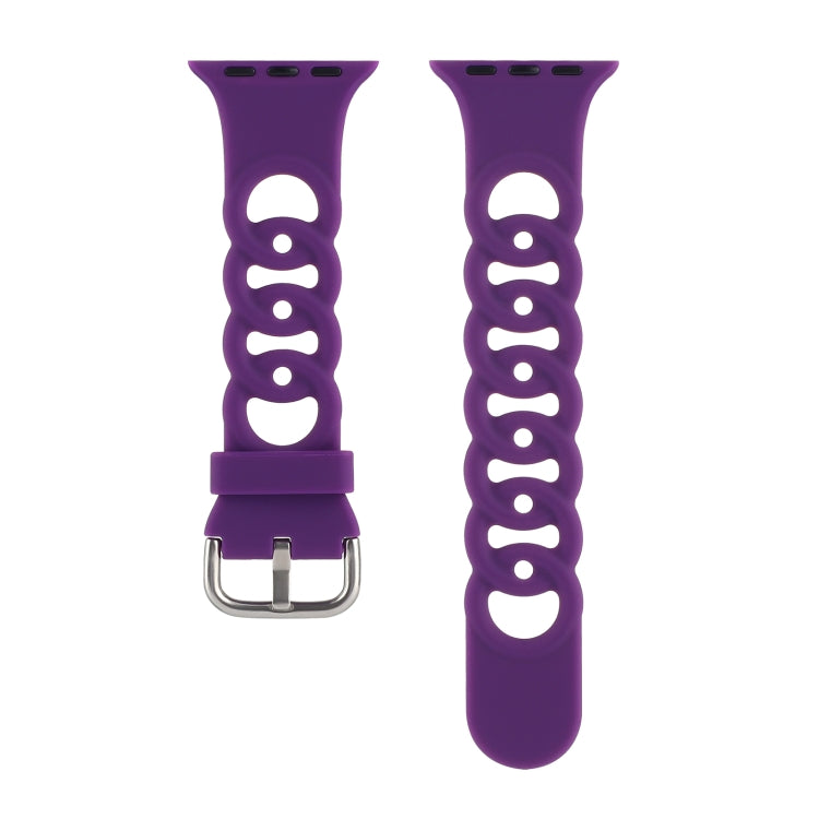 Lisslune | Hollow Silicone Watch Band for Apple Watch Ultra 49mm & Watch Ultra 2 49mm / Series 9 & 8 & 7 45mm / SE 3 & SE 2 & 6 & SE & 5 & 4 44mm / 3 & 2 & 1 42mm (Dark Purple)