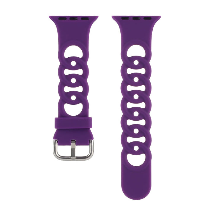 Lisslune | Hollow Silicone Watch Band for Apple Watch Ultra 49mm & Watch Ultra 2 49mm / Series 9 & 8 & 7 45mm / SE 3 & SE 2 & 6 & SE & 5 & 4 44mm / 3 & 2 & 1 42mm (Dark Purple)