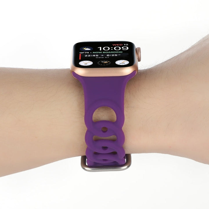 Lisslune | Hollow Silicone Watch Band for Apple Watch Ultra 49mm & Watch Ultra 2 49mm / Series 9 & 8 & 7 45mm / SE 3 & SE 2 & 6 & SE & 5 & 4 44mm / 3 & 2 & 1 42mm (Dark Purple)