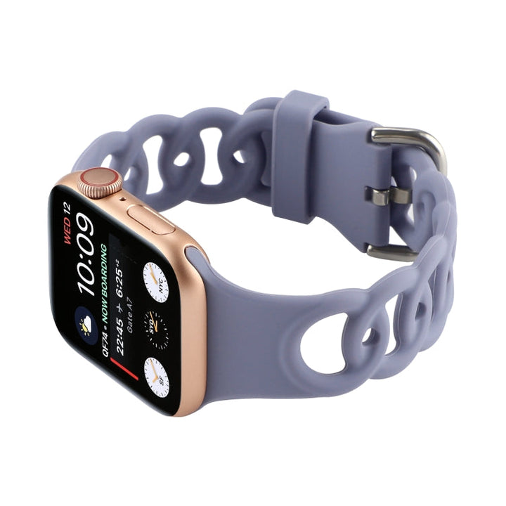 Lisslune | Hollow Silicone Watch Band for Apple Watch Ultra 49mm & Watch Ultra 2 49mm / Series 9 & 8 & 7 45mm / SE 3 & SE 2 & 6 & SE & 5 & 4 44mm / 3 & 2 & 1 42mm (Light Purple)