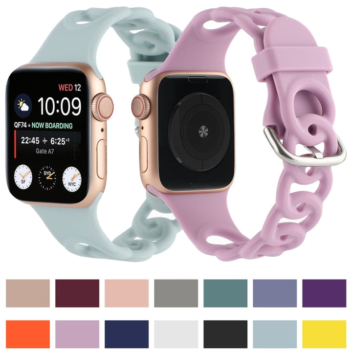 Lisslune | Hollow Silicone Watch Band for Apple Watch Ultra 49mm & Watch Ultra 2 49mm / Series 9 & 8 & 7 45mm / SE 3 & SE 2 & 6 & SE & 5 & 4 44mm / 3 & 2 & 1 42mm (Yellow)
