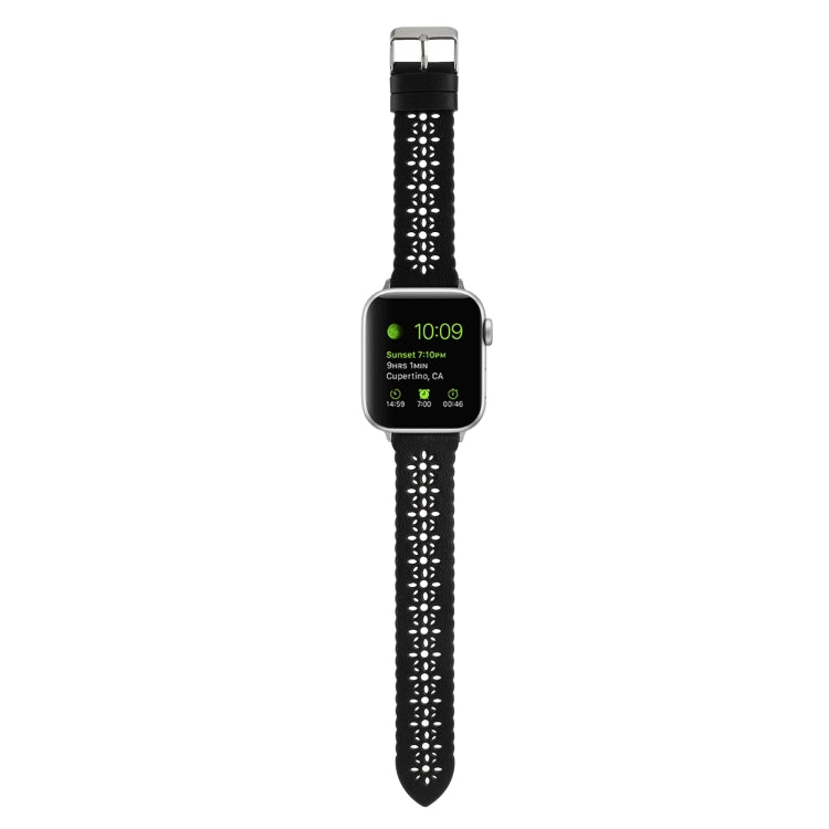 Lisslune | Hollow Leather Watch Band For Apple Watch Series 9&8&7 41mm / SE 3&SE 2&6&SE&5&4 40mm / 3&2&1 38mm (Black)