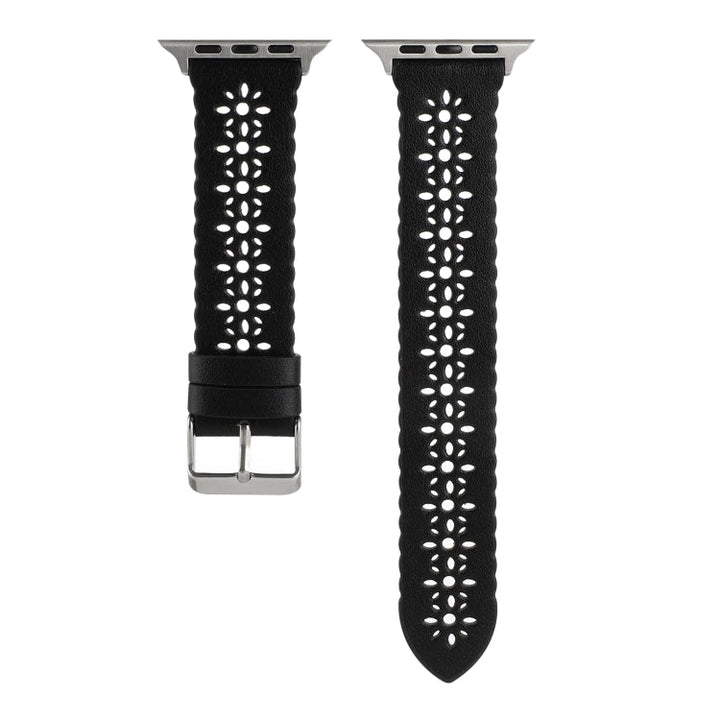 Lisslune | Hollow Leather Watch Band For Apple Watch Series 9&8&7 41mm / SE 3&SE 2&6&SE&5&4 40mm / 3&2&1 38mm (Black)