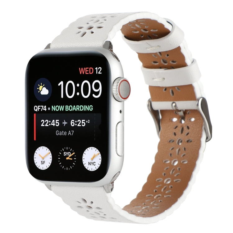 Lisslune | Hollow Leather Bracelet For Apple Watch Series 9&8&7 41mm / SE 3&SE 2&6&SE&5&4 40mm / 3&2&1 38mm(White)