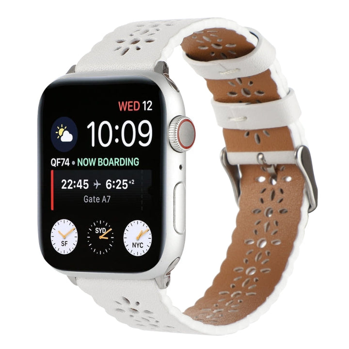 Lisslune | Hollow Leather Bracelet For Apple Watch Series 9&8&7 41mm / SE 3&SE 2&6&SE&5&4 40mm / 3&2&1 38mm(White)