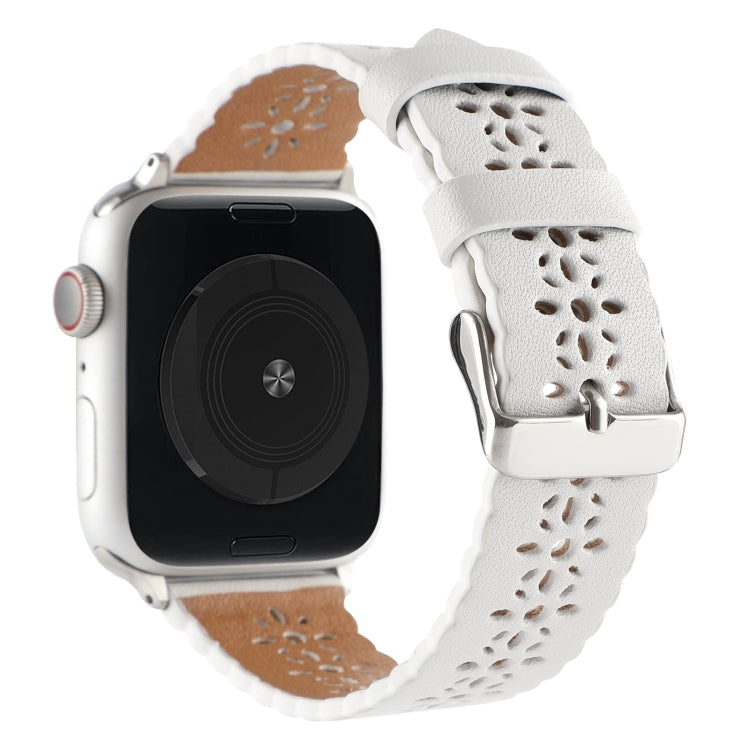 Lisslune | Hollow Leather Bracelet For Apple Watch Series 9&8&7 41mm / SE 3&SE 2&6&SE&5&4 40mm / 3&2&1 38mm(White)
