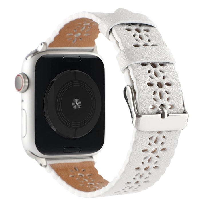 Lisslune | Hollow Leather Bracelet For Apple Watch Series 9&8&7 41mm / SE 3&SE 2&6&SE&5&4 40mm / 3&2&1 38mm(White)
