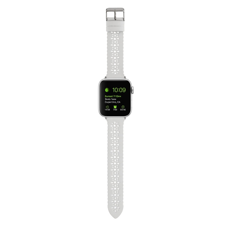Lisslune | Hollow Leather Bracelet For Apple Watch Series 9&8&7 41mm / SE 3&SE 2&6&SE&5&4 40mm / 3&2&1 38mm(White)