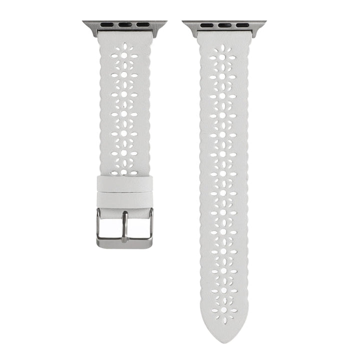 Lisslune | Hollow Leather Bracelet For Apple Watch Series 9&8&7 41mm / SE 3&SE 2&6&SE&5&4 40mm / 3&2&1 38mm(White)
