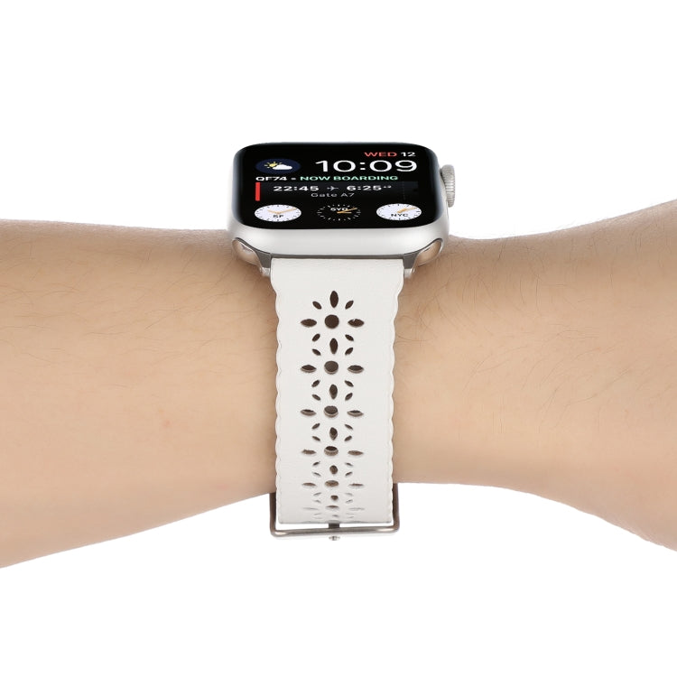 Lisslune | Hollow Leather Bracelet For Apple Watch Series 9&8&7 41mm / SE 3&SE 2&6&SE&5&4 40mm / 3&2&1 38mm(White)