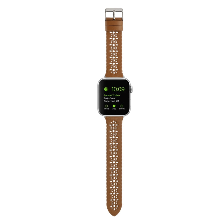 Lisslune | Hollow leather bracelet for Apple Watch Series 9&8&7 41mm / SE 3&SE 2&6&SE&5&4 40mm / 3&2&1 38mm (Brown)