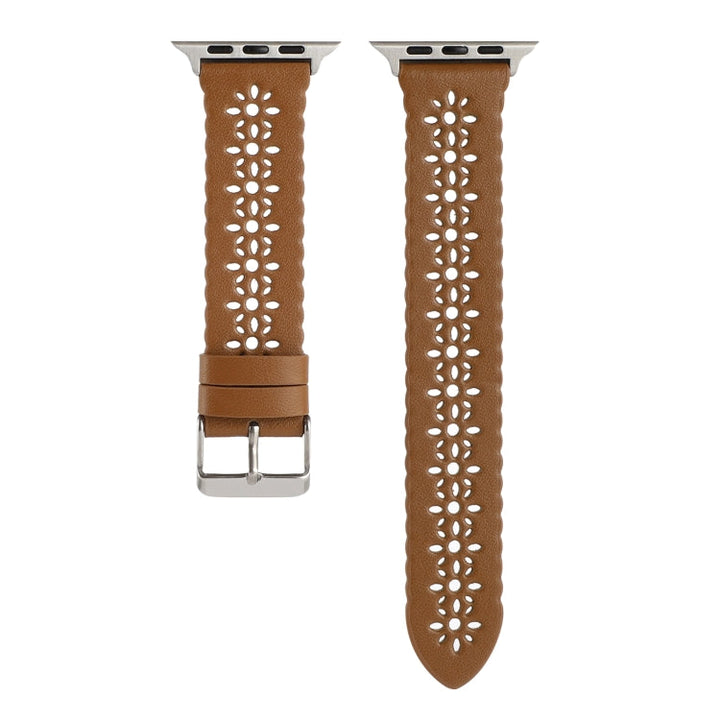 Lisslune | Hollow leather bracelet for Apple Watch Series 9&8&7 41mm / SE 3&SE 2&6&SE&5&4 40mm / 3&2&1 38mm (Brown)