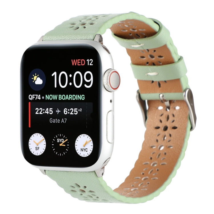 Lisslune | Hollow Leather Watch Strap for Apple Watch Series 9&8&7 41mm / SE 3&SE 2&6&SE&5&4 40mm / 3&2&1 38mm (Green)