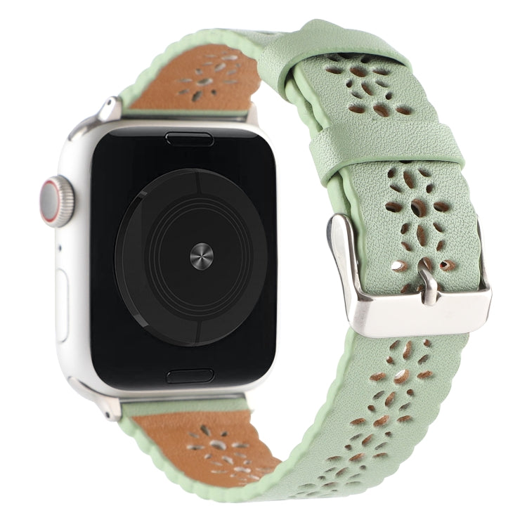 Lisslune | Hollow Leather Watch Strap for Apple Watch Series 9&8&7 41mm / SE 3&SE 2&6&SE&5&4 40mm / 3&2&1 38mm (Green)