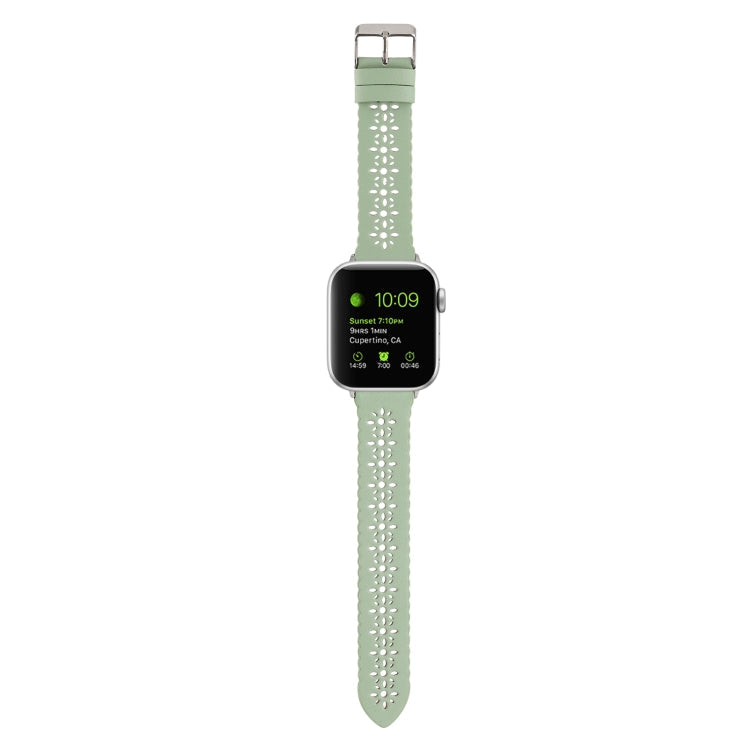 Lisslune | Hollow Leather Watch Strap for Apple Watch Series 9&8&7 41mm / SE 3&SE 2&6&SE&5&4 40mm / 3&2&1 38mm (Green)