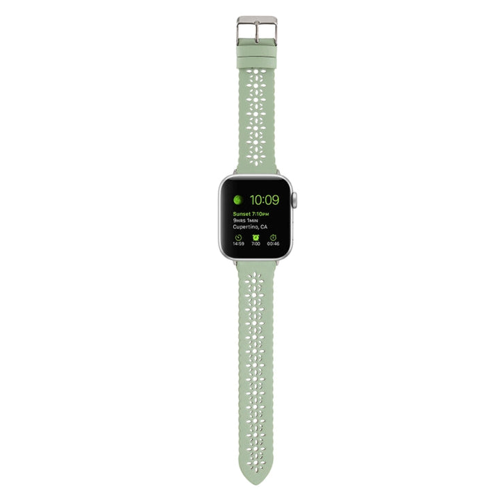 Lisslune | Hollow Leather Watch Strap for Apple Watch Series 9&8&7 41mm / SE 3&SE 2&6&SE&5&4 40mm / 3&2&1 38mm (Green)