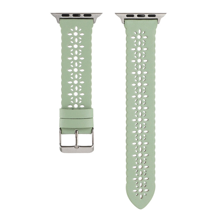 Lisslune | Hollow Leather Watch Strap for Apple Watch Series 9&8&7 41mm / SE 3&SE 2&6&SE&5&4 40mm / 3&2&1 38mm (Green)