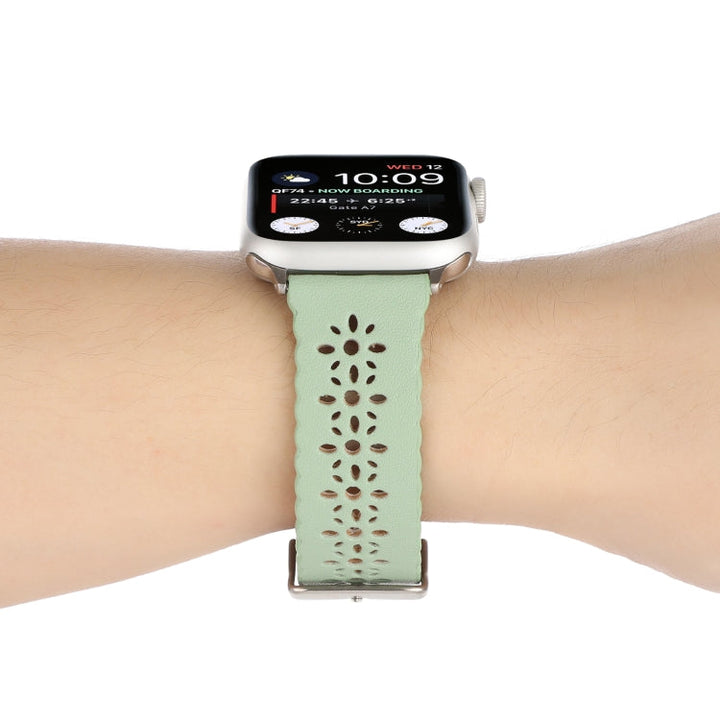 Lisslune | Hollow Leather Watch Strap for Apple Watch Series 9&8&7 41mm / SE 3&SE 2&6&SE&5&4 40mm / 3&2&1 38mm (Green)