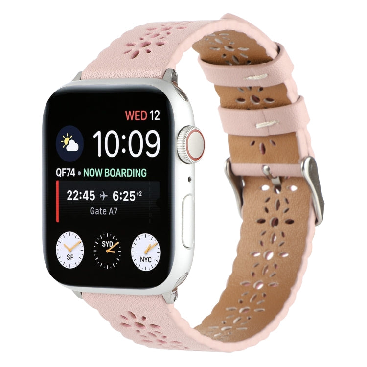 Lisslune | Hollow Leather Watch Band for Apple Watch Series 9&8&7 41mm / SE 3&SE 2&6&SE&5&4 40mm / 3&2&1 38mm (Pink)