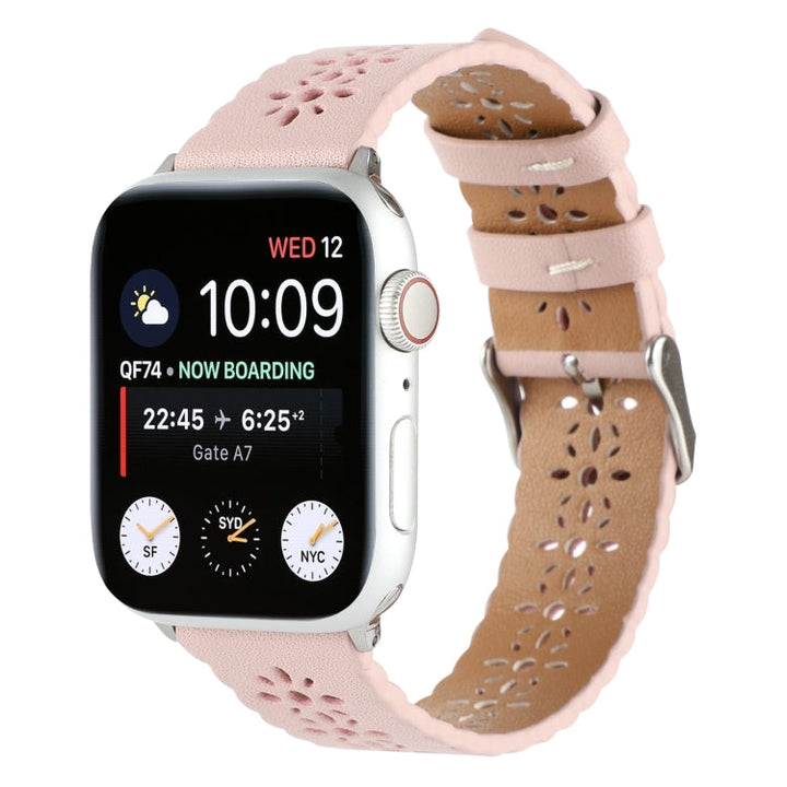 Lisslune | Hollow Leather Watch Band for Apple Watch Series 9&8&7 41mm / SE 3&SE 2&6&SE&5&4 40mm / 3&2&1 38mm (Pink)
