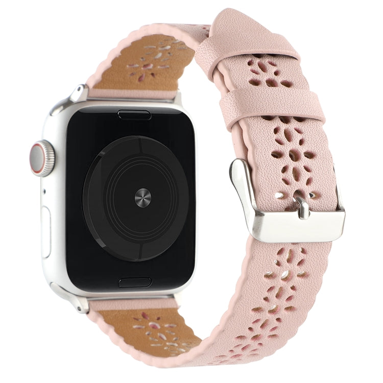 Lisslune | Hollow Leather Watch Band for Apple Watch Series 9&8&7 41mm / SE 3&SE 2&6&SE&5&4 40mm / 3&2&1 38mm (Pink)