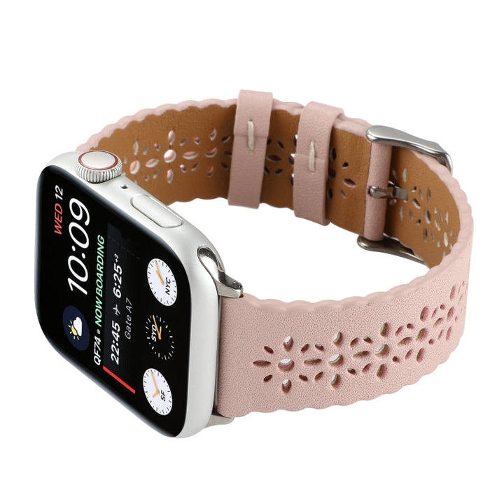 Lisslune | Hollow Leather Watch Band for Apple Watch Series 9&8&7 41mm / SE 3&SE 2&6&SE&5&4 40mm / 3&2&1 38mm (Pink)