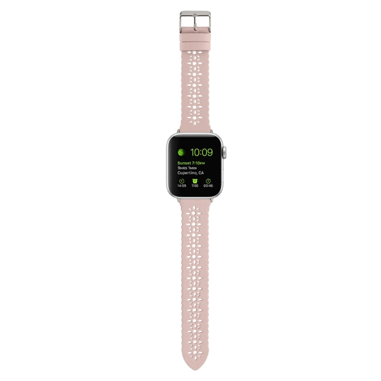 Lisslune | Hollow Leather Watch Band for Apple Watch Series 9&8&7 41mm / SE 3&SE 2&6&SE&5&4 40mm / 3&2&1 38mm (Pink)