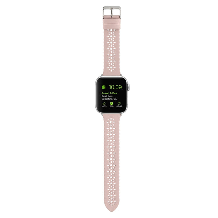 Lisslune | Hollow Leather Watch Band for Apple Watch Series 9&8&7 41mm / SE 3&SE 2&6&SE&5&4 40mm / 3&2&1 38mm (Pink)