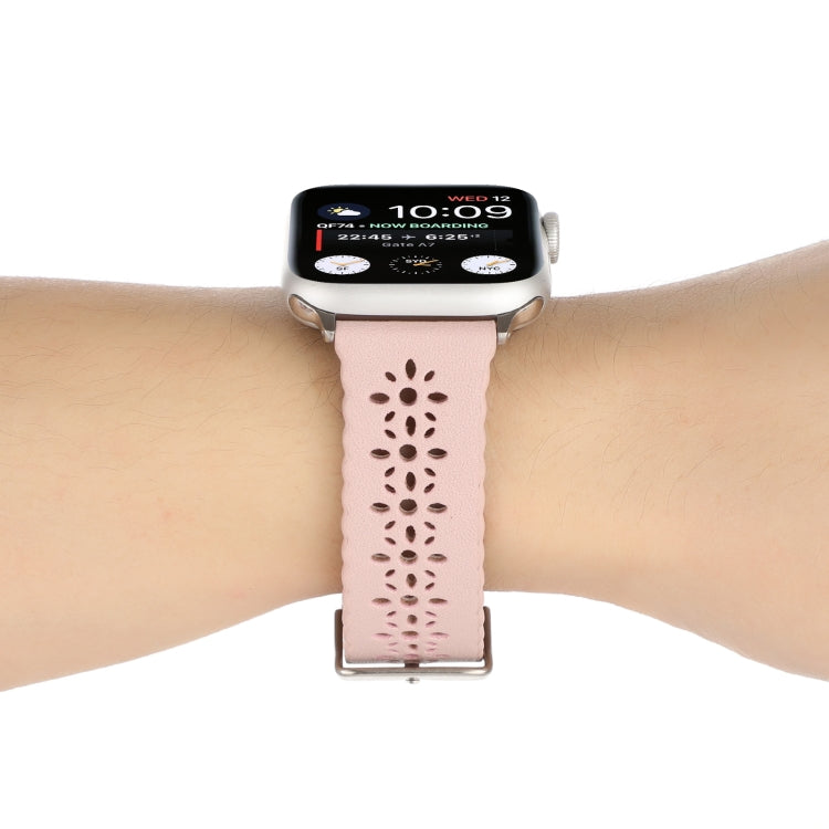 Lisslune | Hollow Leather Watch Band for Apple Watch Series 9&8&7 41mm / SE 3&SE 2&6&SE&5&4 40mm / 3&2&1 38mm (Pink)