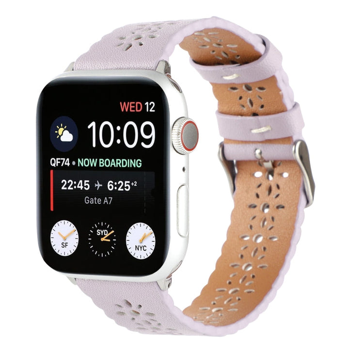 Lisslune | Hollow Leather Watch Band for Apple Watch Series 9&8&7 41mm / SE 3&SE 2&6&SE&5&4 40mm / 3&2&1 38mm (Purple)