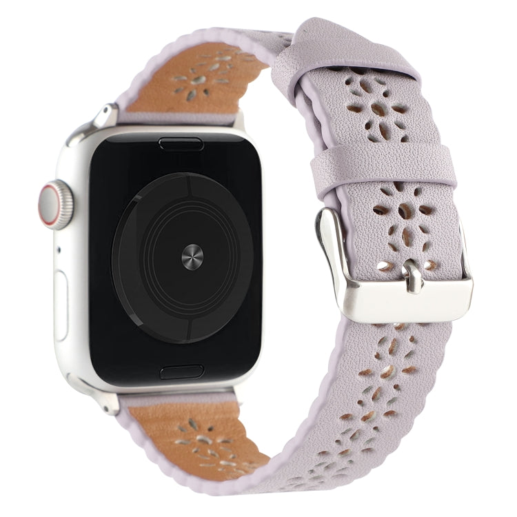 Lisslune | Hollow Leather Watch Band for Apple Watch Series 9&8&7 41mm / SE 3&SE 2&6&SE&5&4 40mm / 3&2&1 38mm (Purple)