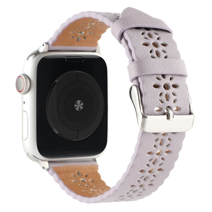 Lisslune | Hollow Leather Watch Band for Apple Watch Series 9&8&7 41mm / SE 3&SE 2&6&SE&5&4 40mm / 3&2&1 38mm (Purple)