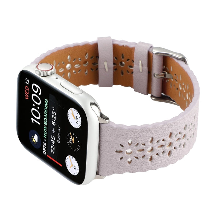 Lisslune | Hollow Leather Watch Band for Apple Watch Series 9&8&7 41mm / SE 3&SE 2&6&SE&5&4 40mm / 3&2&1 38mm (Purple)