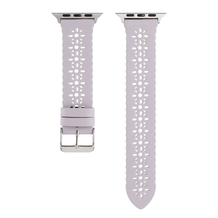 Lisslune | Hollow Leather Watch Band for Apple Watch Series 9&8&7 41mm / SE 3&SE 2&6&SE&5&4 40mm / 3&2&1 38mm (Purple)