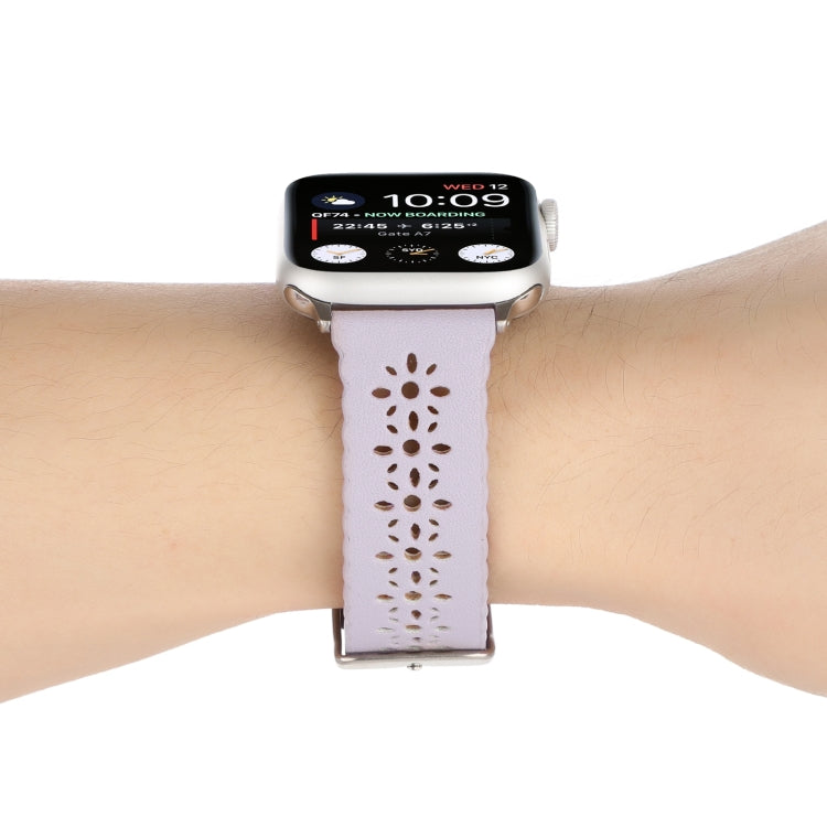 Lisslune | Hollow Leather Watch Band for Apple Watch Series 9&8&7 41mm / SE 3&SE 2&6&SE&5&4 40mm / 3&2&1 38mm (Purple)