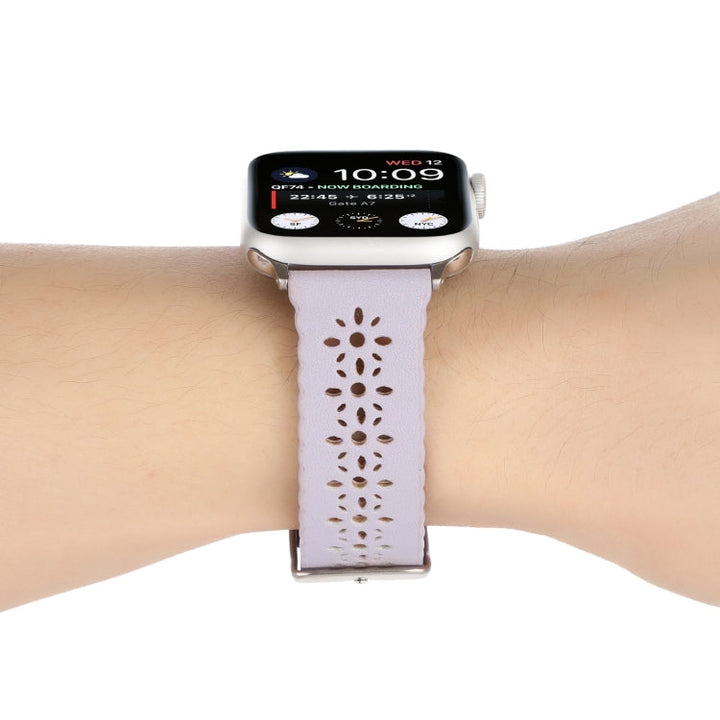 Lisslune | Hollow Leather Watch Band for Apple Watch Series 9&8&7 41mm / SE 3&SE 2&6&SE&5&4 40mm / 3&2&1 38mm (Purple)