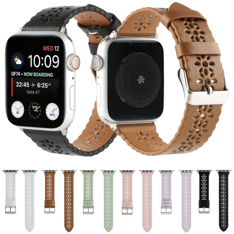 Lisslune | Hollow Leather Watch Band for Apple Watch Series 9&8&7 41mm / SE 3&SE 2&6&SE&5&4 40mm / 3&2&1 38mm (Purple)