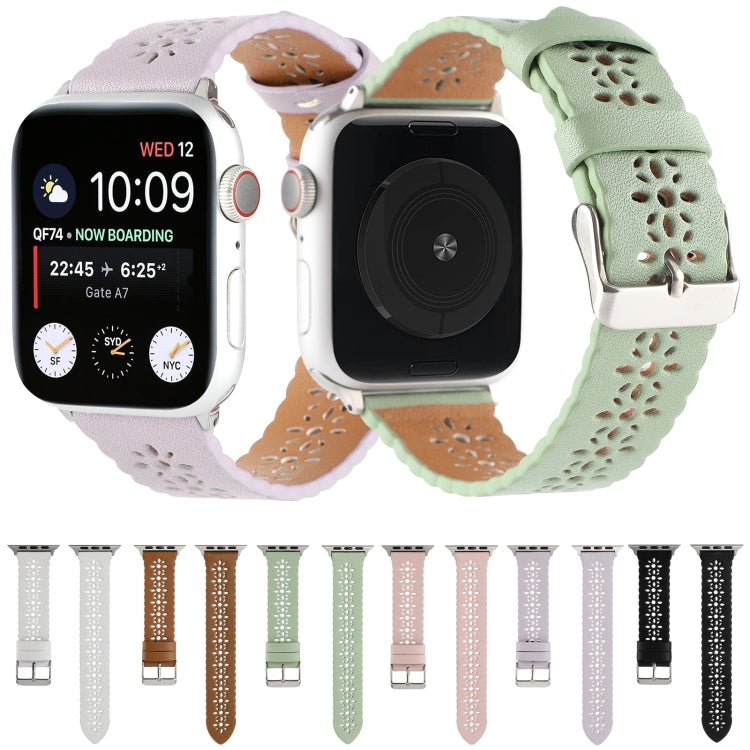 Lisslune | Hollow Leather Watch Strap For Apple Watch Ultra 49mm&Watch Ultra 2 49mm / Series 9&8&7 45mm / SE 3&SE 2&6&SE&5&4 44mm / 3&2&1 42mm (Green)