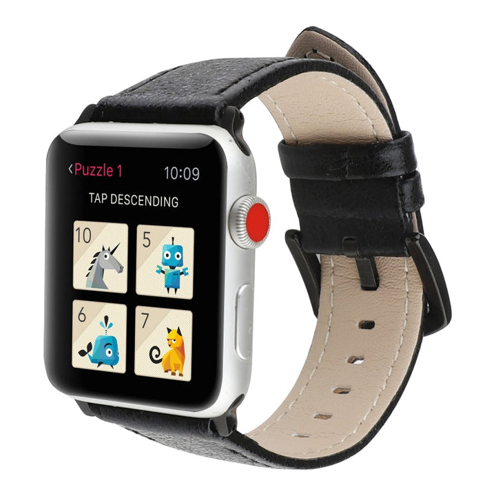 Lisslune | Glitter Leather Watch Band For Apple Watch Series 9&8&7 41mm / SE 3&SE 2&6&SE&5&4 40mm / 3&2&1 38mm (Black)