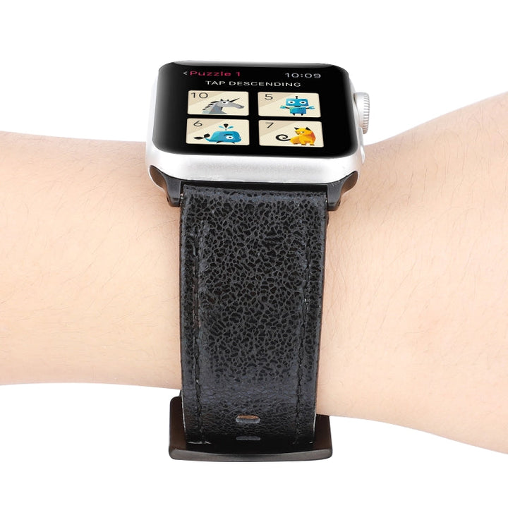 Lisslune | Glitter Leather Watch Band For Apple Watch Series 9&8&7 41mm / SE 3&SE 2&6&SE&5&4 40mm / 3&2&1 38mm (Black)