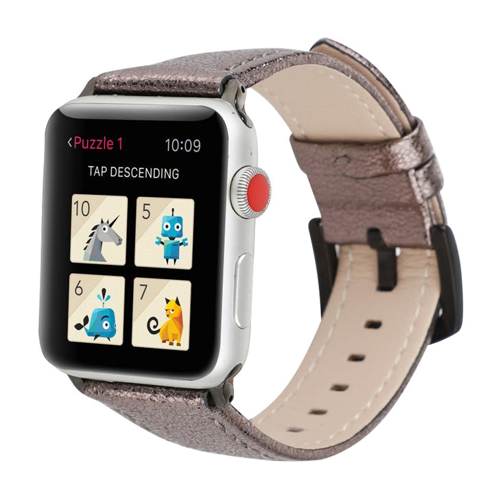 Lisslune | Glitter Leather Watch Band For Apple Watch Series 9&8&7 41mm / SE 3&SE 2&6&SE&5&4 40mm / 3&2&1 38mm (Gray)
