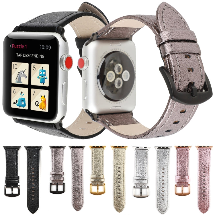 Lisslune | Glitter Leather Watch Band For Apple Watch Series 9&8&7 41mm / SE 3&SE 2&6&SE&5&4 40mm / 3&2&1 38mm (Gray)