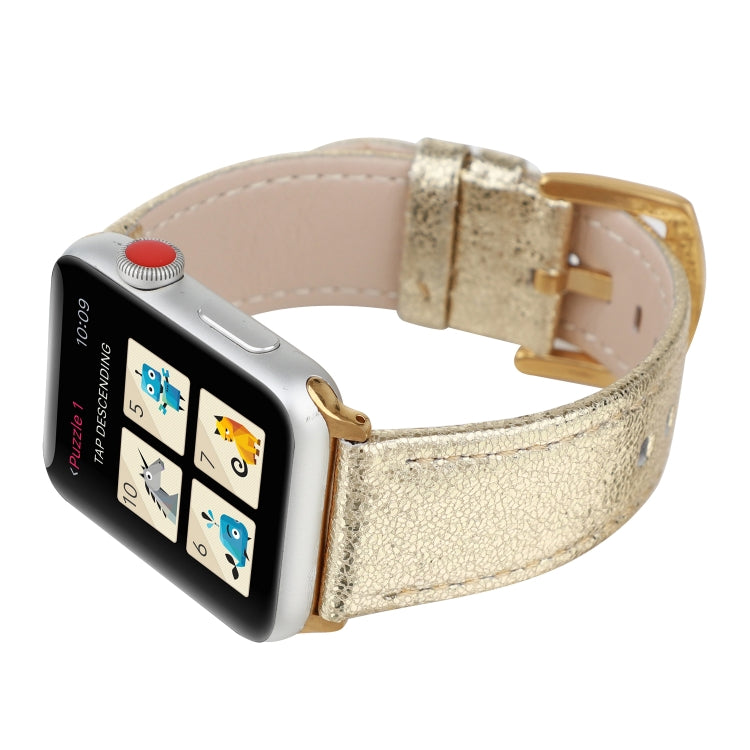 Lisslune | Glitter Leather Watch Band for Apple Watch Ultra 49mm&Watch Ultra 2 49mm / Series 9&8&7 45mm / SE 3&SE 2&6&SE&5&4 44mm / 3&2&1 42mm(Gold)