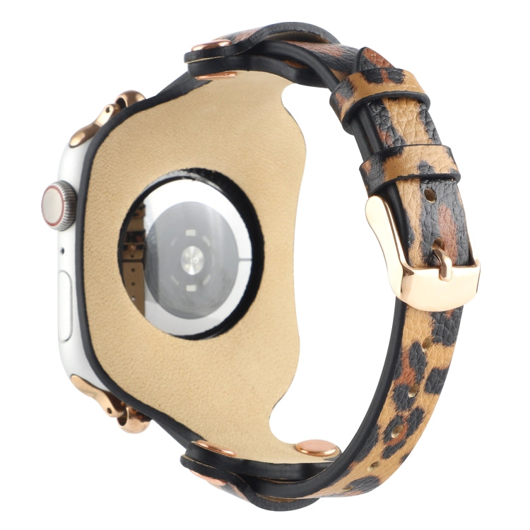 Lisslune | Bracelet Leather Watch Band for Apple Watch Series 9&8&7 41mm / SE 3&SE 2&6&SE&5&4 40mm / 3&2&1 38mm (Leopard Print)