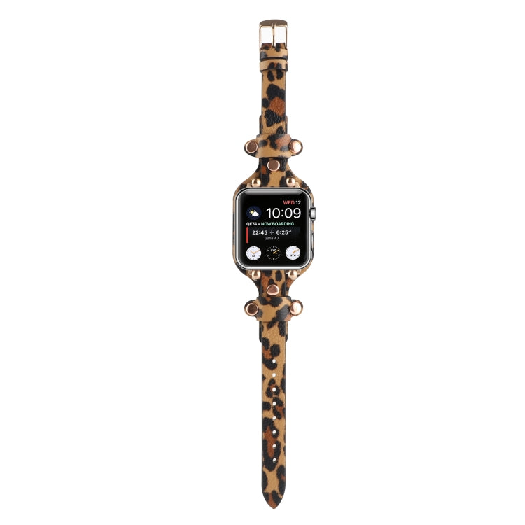 Lisslune | Bracelet Leather Watch Band for Apple Watch Series 9&8&7 41mm / SE 3&SE 2&6&SE&5&4 40mm / 3&2&1 38mm (Leopard Print)