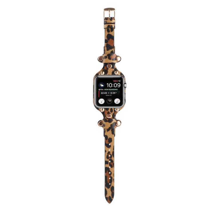 Lisslune | Bracelet Leather Watch Band for Apple Watch Series 9&8&7 41mm / SE 3&SE 2&6&SE&5&4 40mm / 3&2&1 38mm (Leopard Print)