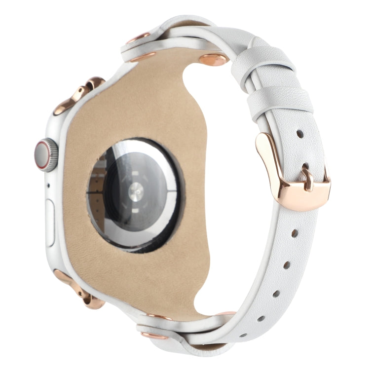 Lisslune | Bracelet Leather Watch Band For Apple Watch Series 9&8&7 41mm / SE 3&SE 2&6&SE&5&4 40mm / 3&2&1 38mm(White)