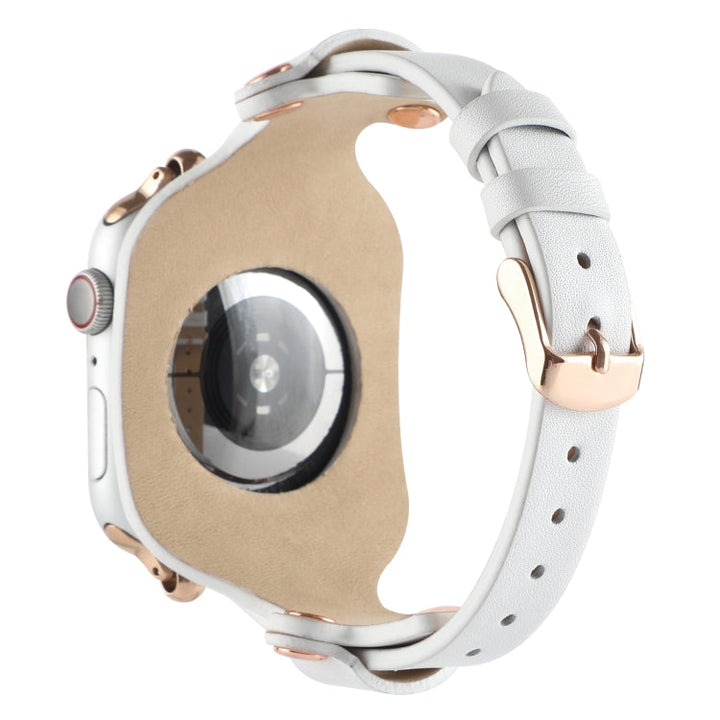 Lisslune | Bracelet Leather Watch Band For Apple Watch Series 9&8&7 41mm / SE 3&SE 2&6&SE&5&4 40mm / 3&2&1 38mm(White)