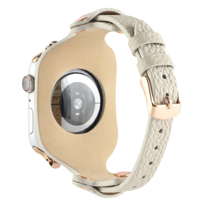 Lisslune | Leather Bracelet Watch Band for Apple Watch Series 9&8&7 41mm / SE 3&SE 2&6&SE&5&4 40mm / 3&2&1 38mm (Beige)